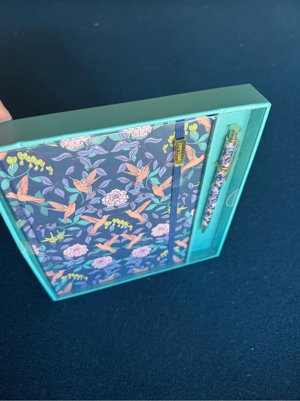 Papyrus Teal Gift Box beautiful notebook& coordinating pen. Floral/bird design